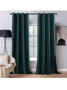 MIULEE Thermal Insulated Blackout Velvet Curtains 96” x 52” set 2 Dark Green NWT